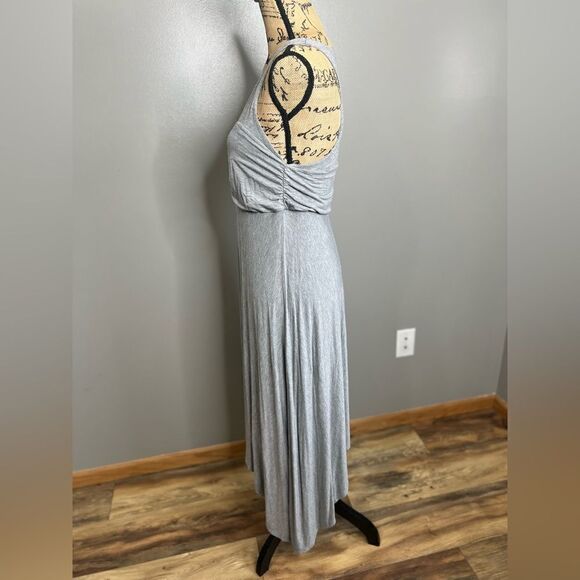 Anthropologie’s Maeve gray knit asymmetrical sleeveless midi dress medium Petite - Picture 9 of 10